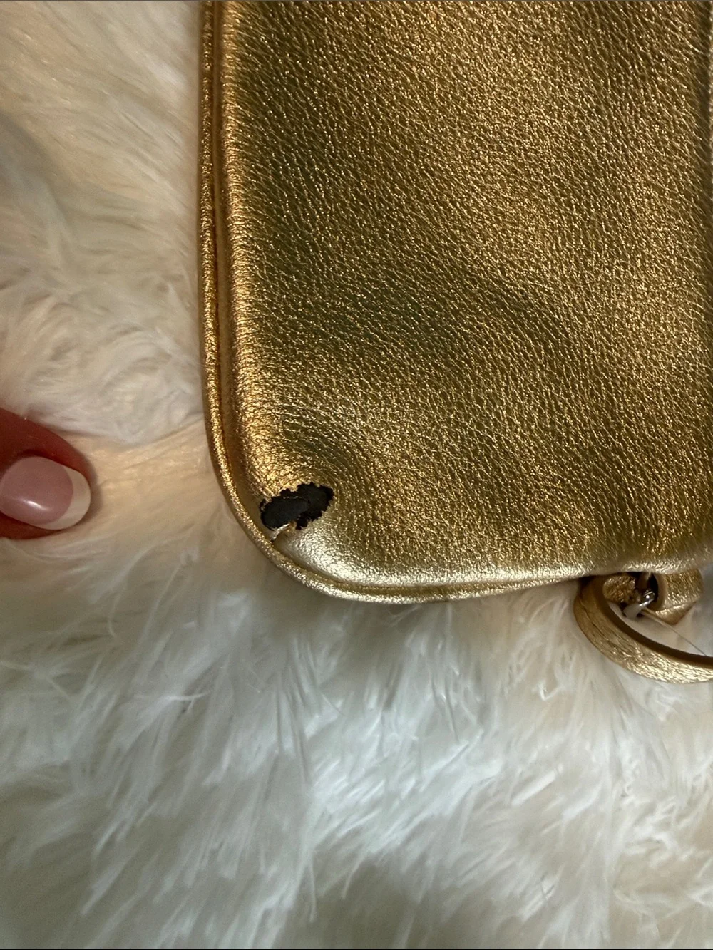 Liz Claiborne Gold Metallic Wristlet Clutch with Strap